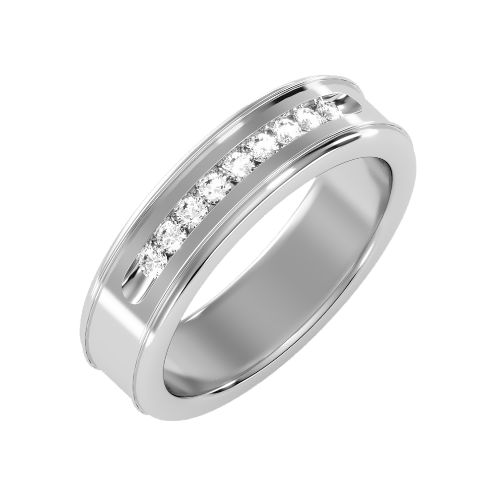 Lusterous Men's Broad Band Ring-Color_White-Gold