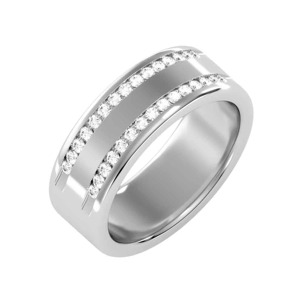 Shine Men's Broad Band Ring-Color_White-Gold