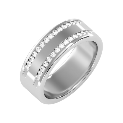 Shine Men's Broad Band Ring-Color_White-Gold