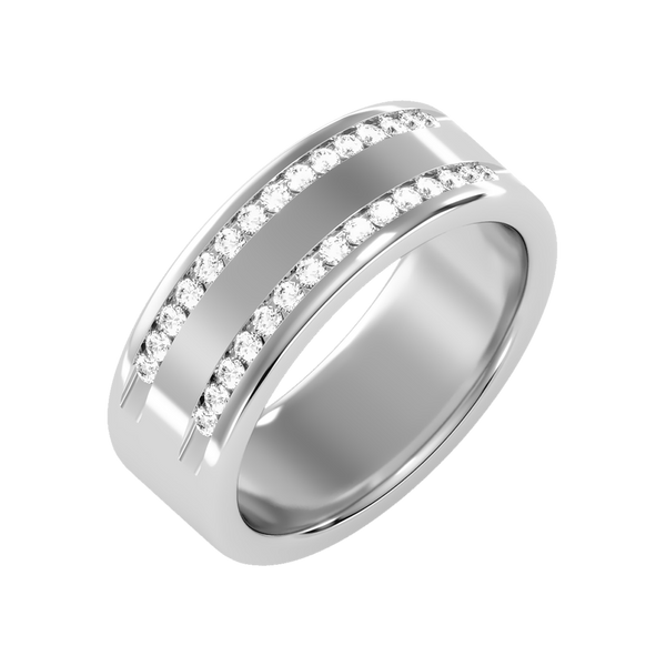 Shine Men's Broad Band Ring-Color_White-Gold