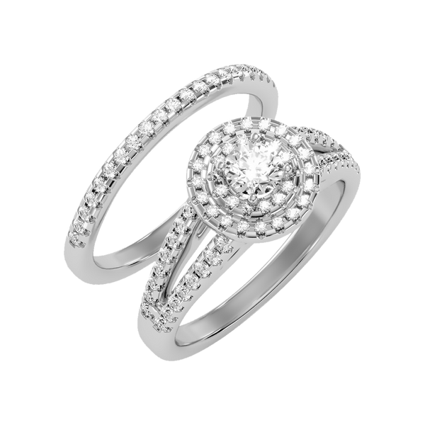 Glistening Bridal Ring Set-Color_White-Gold