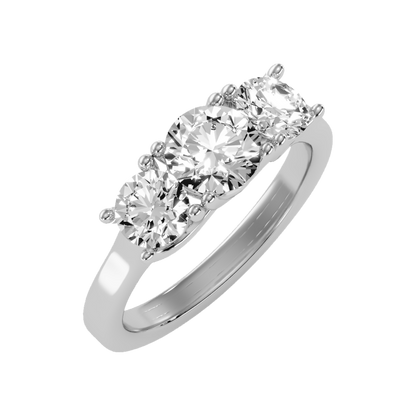 Gentle Three Stone Ring-Color_White-Gold