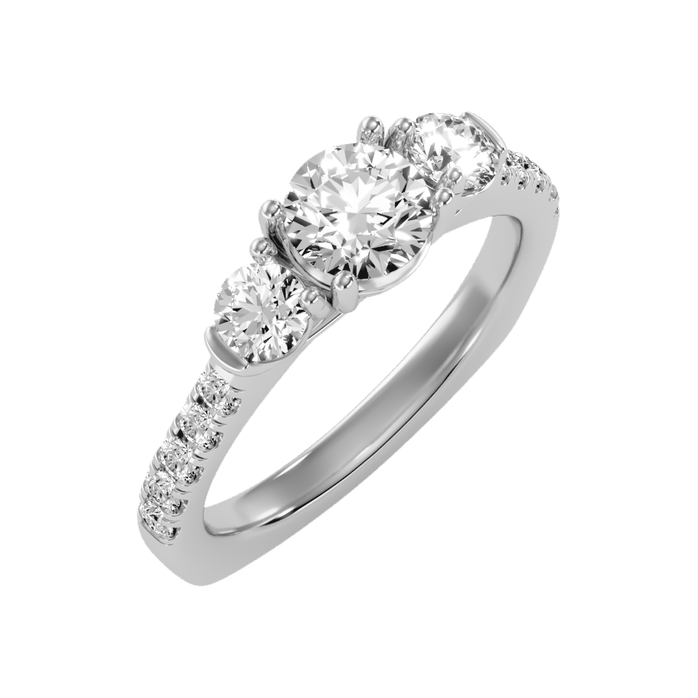 Stylish Halo Solitaire Ring-Color_White-Gold