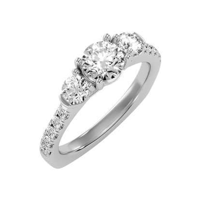 Stylish Halo Solitaire Ring-Color_White-Gold