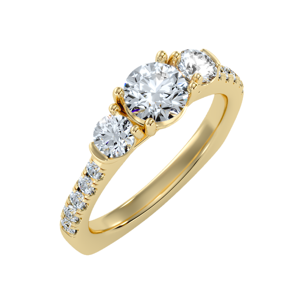 Stylish Halo Solitaire Ring-Color_Yellow-Gold