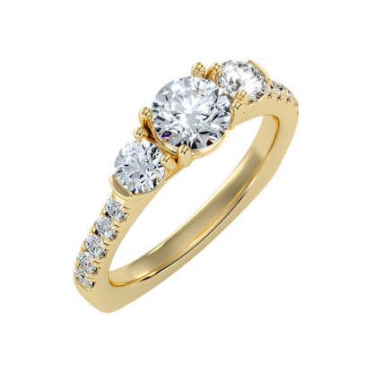 Stylish Halo Solitaire Ring-Color_Yellow-Gold