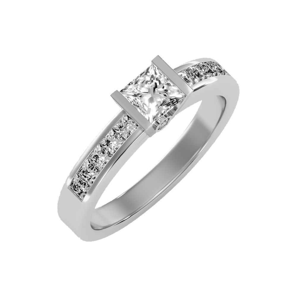 Burnished Solitaire Ring-Color_White-Gold