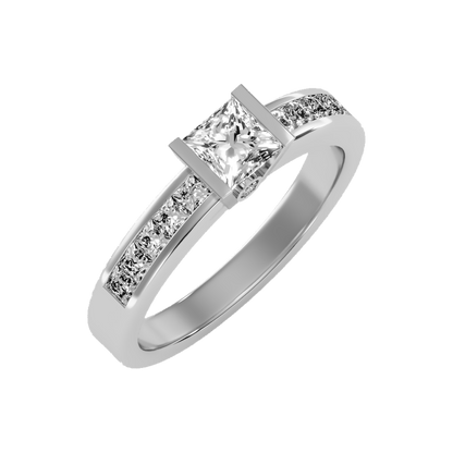 Burnished Solitaire Ring-Color_White-Gold