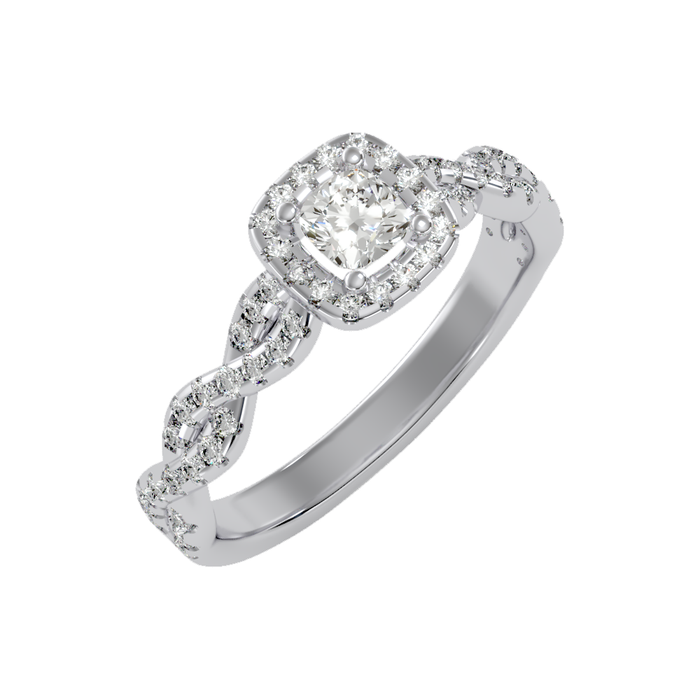 Brilliance Halo Solitaire Ring-Color_White-Gold