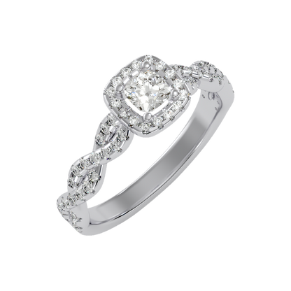 Brilliance Halo Solitaire Ring-Color_White-Gold