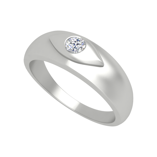 Classic Row Single Stone Ring-Color_White-Gold