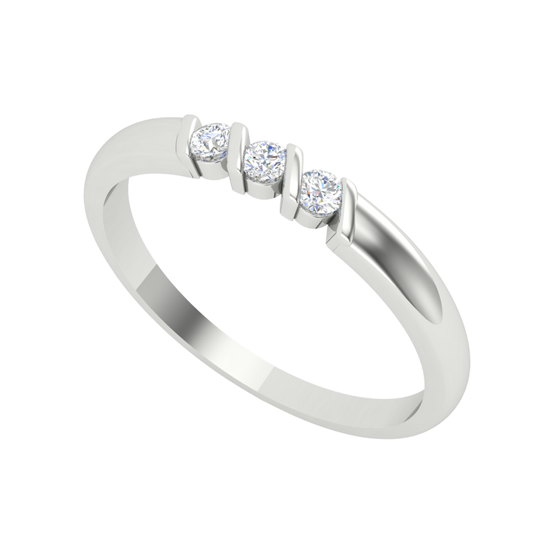 Beautiful Gala Tri Stone Ring-Color_White-Gold