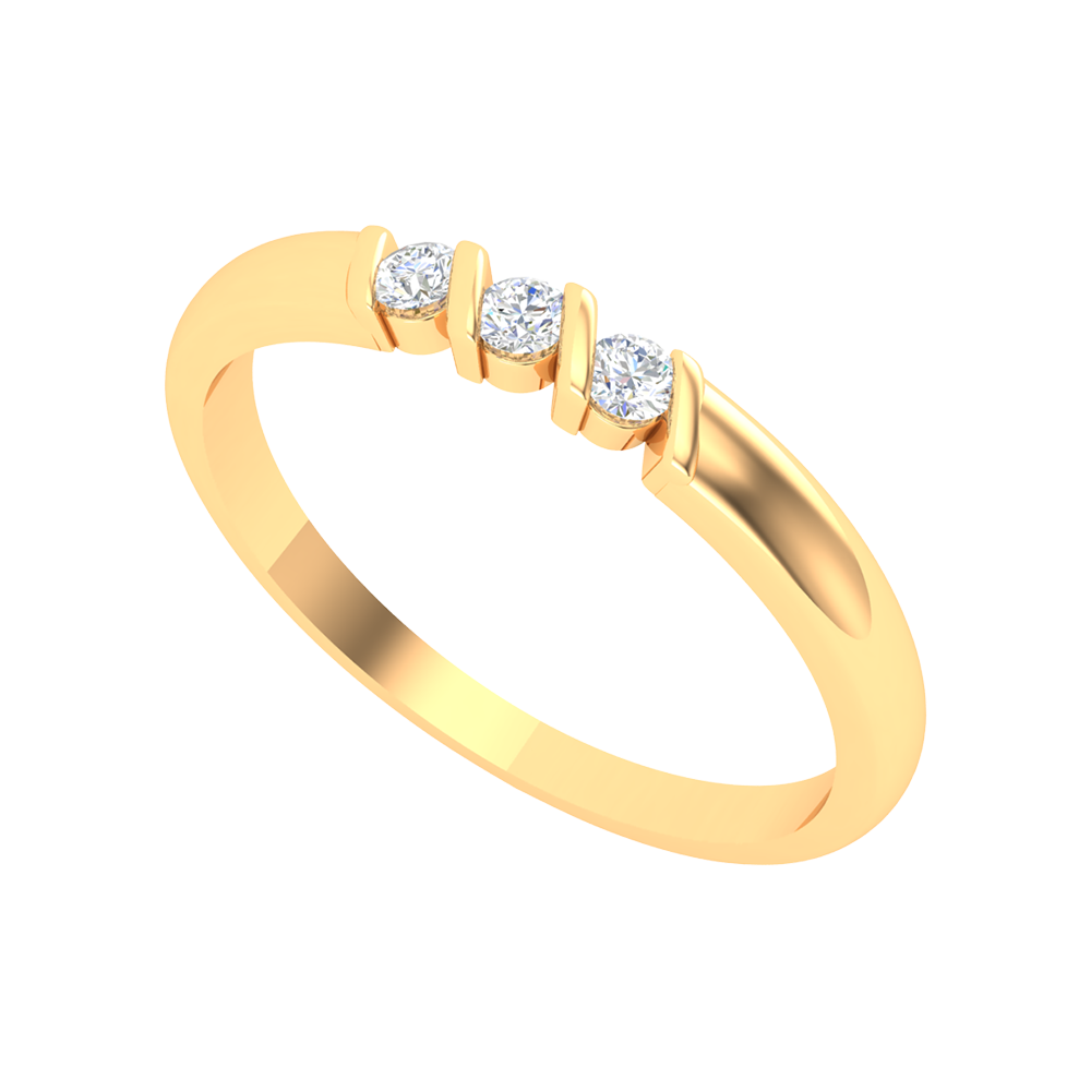 Beautiful Gala Tri Stone Ring-Color_Yellow-Gold