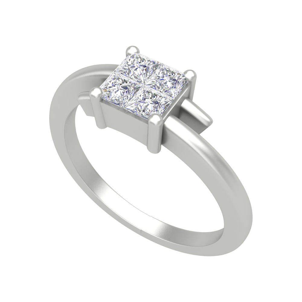 Criss Cross Solitaire Ring-Color_White-Gold