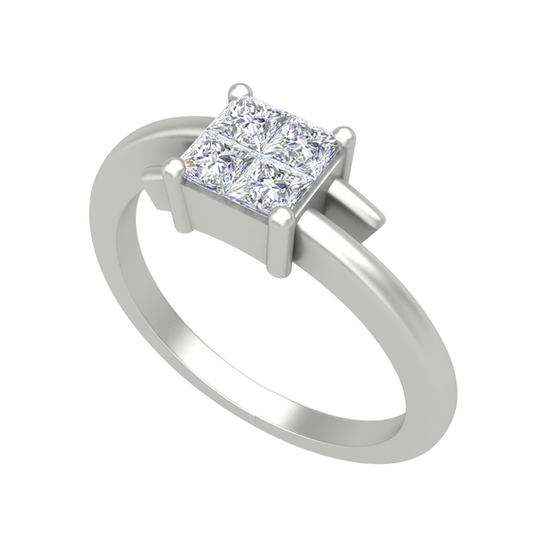Criss Cross Solitaire Ring-Color_White-Gold
